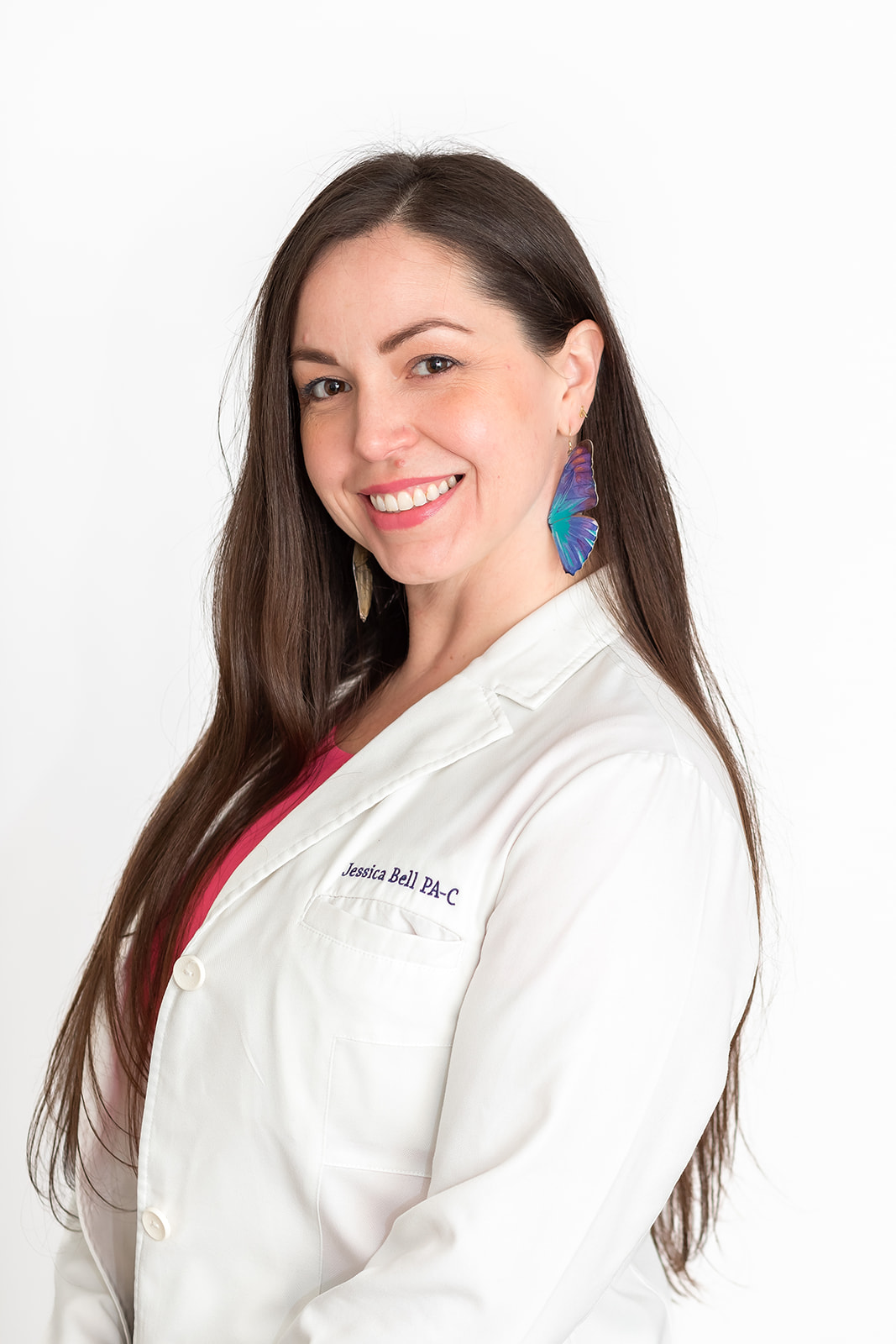 Jessica Bell, PA-C in her white coat